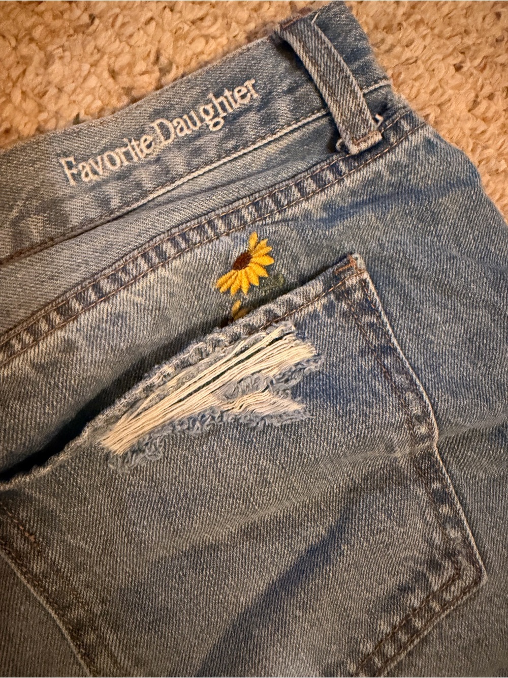 Favorite Daughter Light Blue Distressed Denim Shorts - Picture 6 of 6